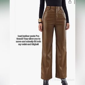Brown Leather Wide-Leg Pants